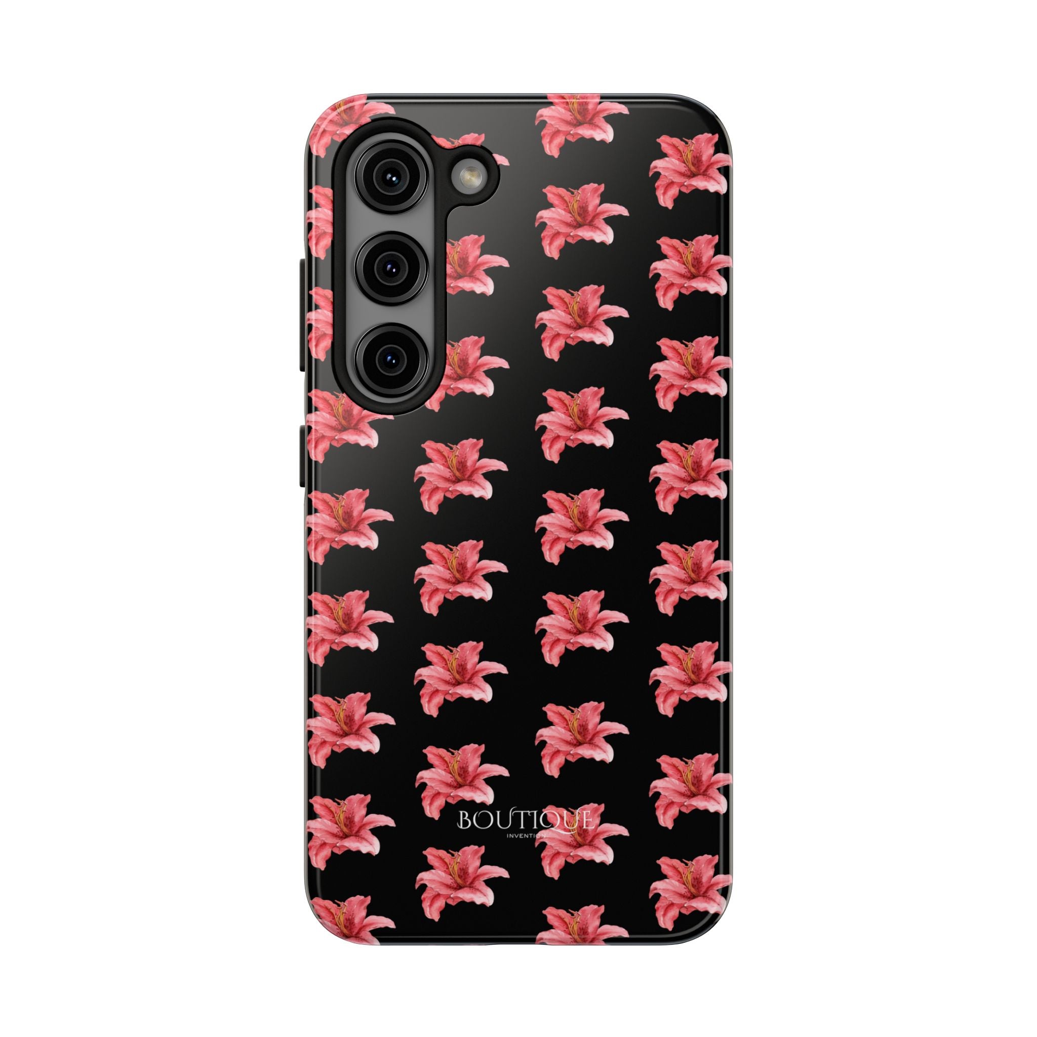 Pink Flower Phone Case — Black Protective iPhone Cover