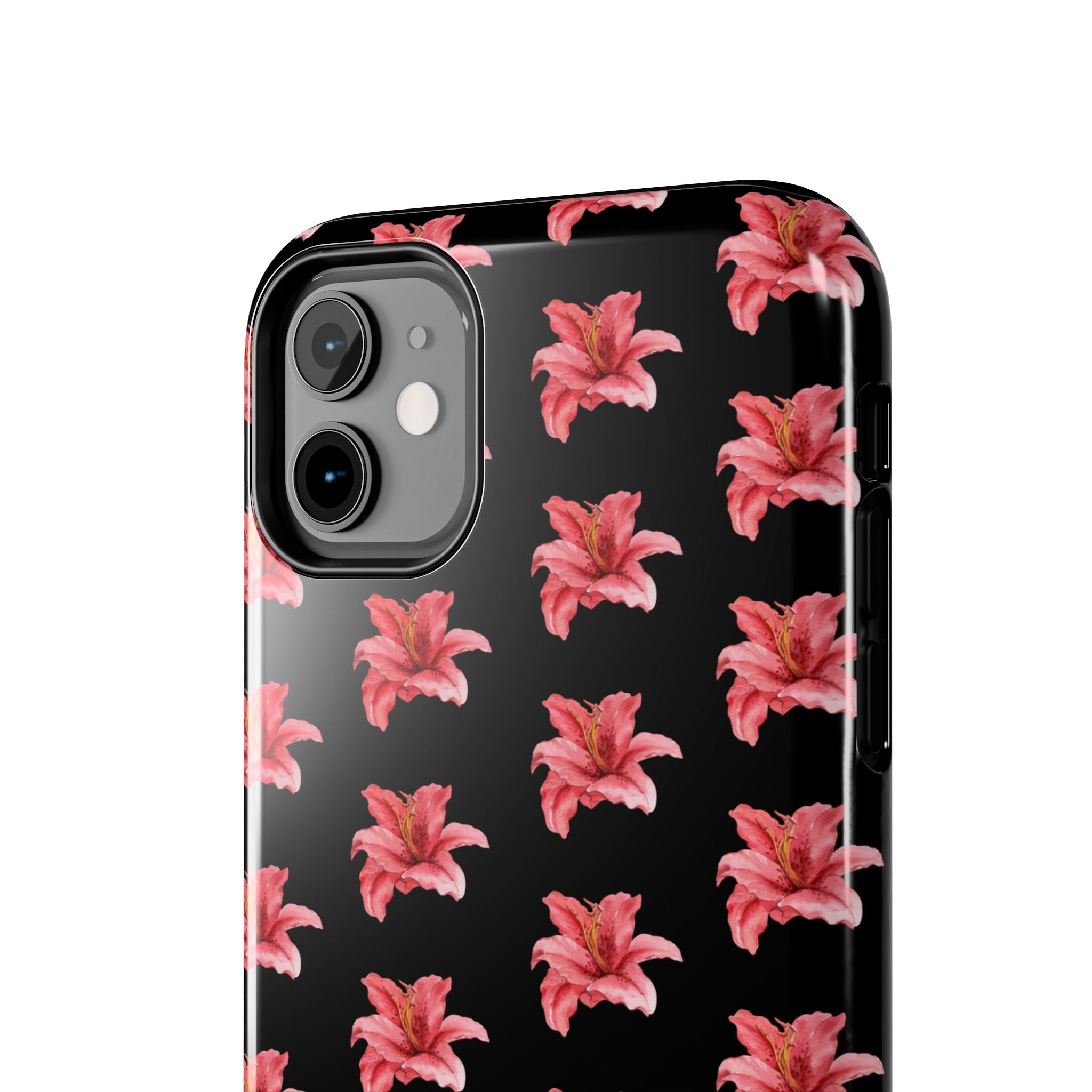 Pink Flower Phone Case — Black Protective iPhone Cover