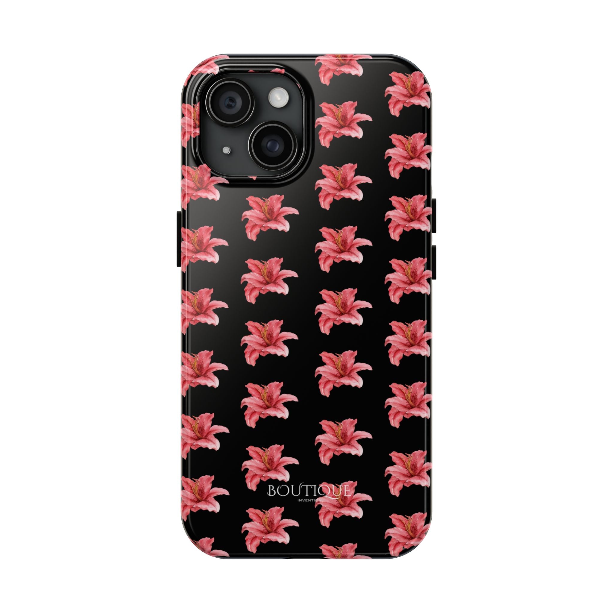 Pink Flower Phone Case — Black Protective iPhone Cover