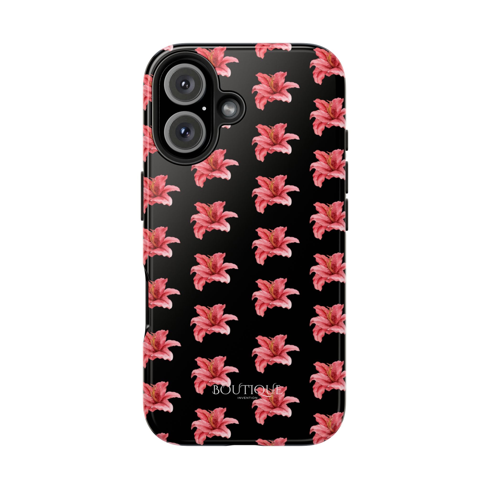 Pink Flower Phone Case — Black Protective iPhone Cover