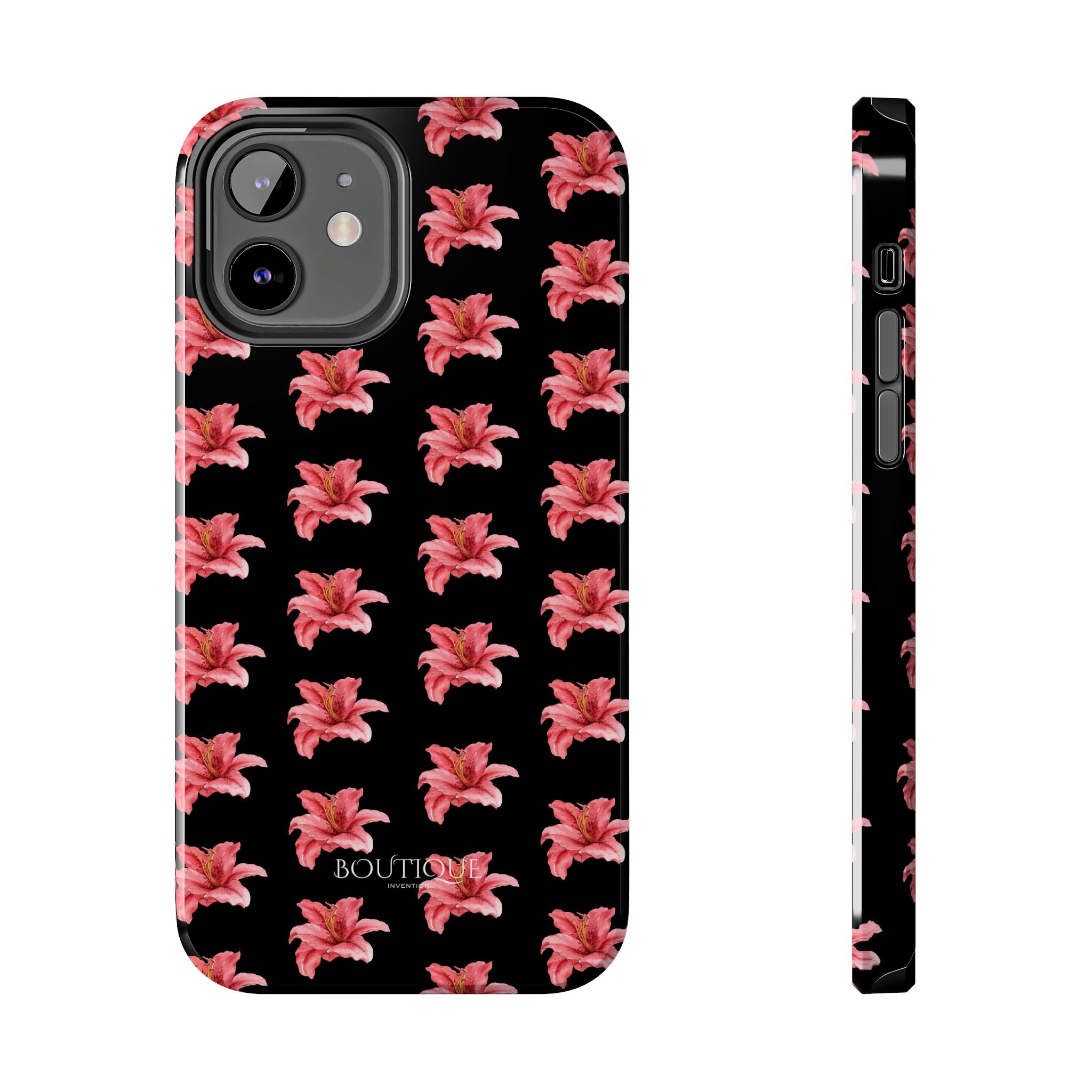 Pink Flower Phone Case — Black Protective iPhone Cover
