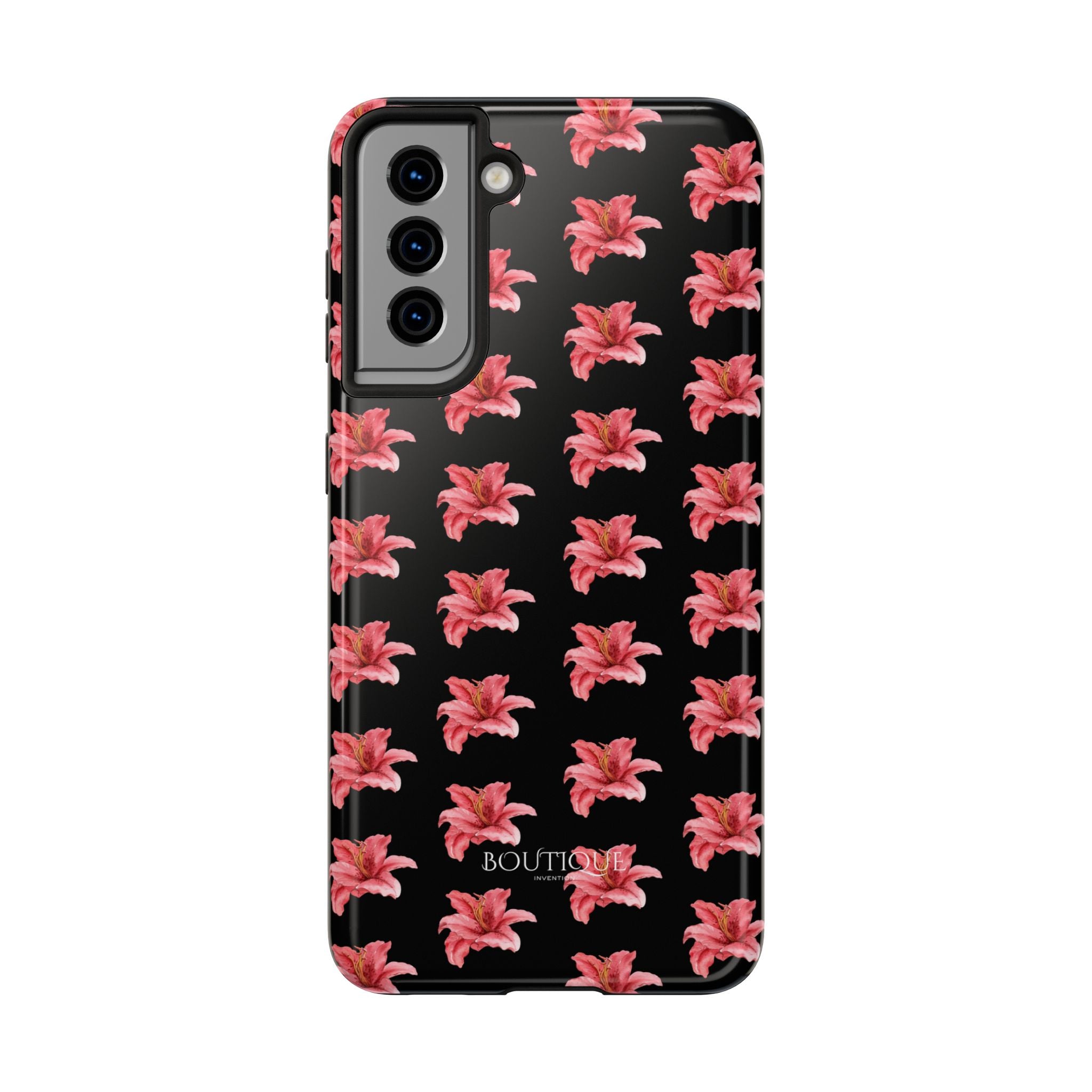 Pink Flower Phone Case — Black Protective iPhone Cover