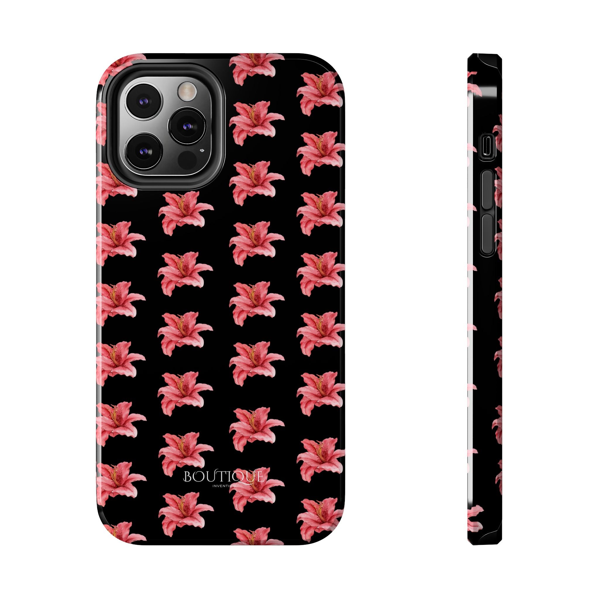 Pink Flower Phone Case — Black Protective iPhone Cover