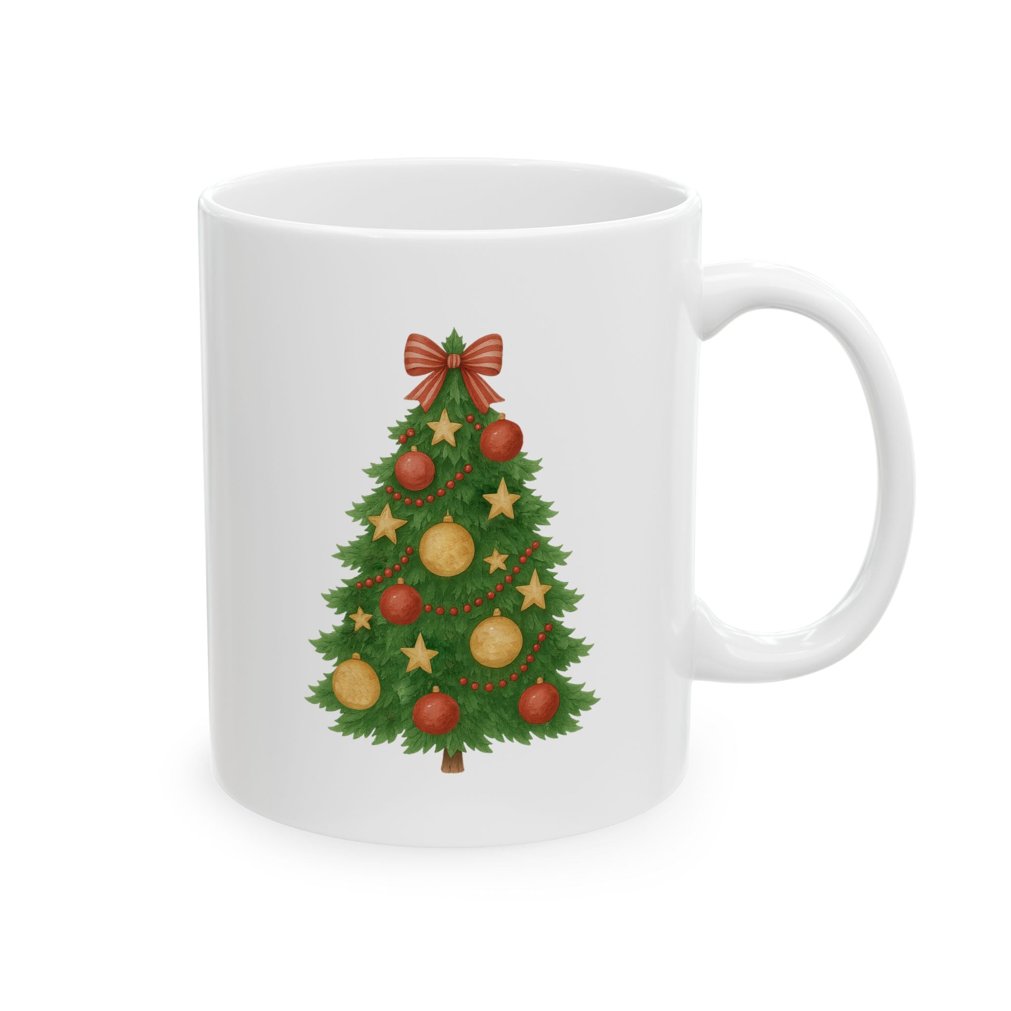 Christmas Tree Ceramic Mug – Merry Christmas Holiday Coffee Cup (11oz)