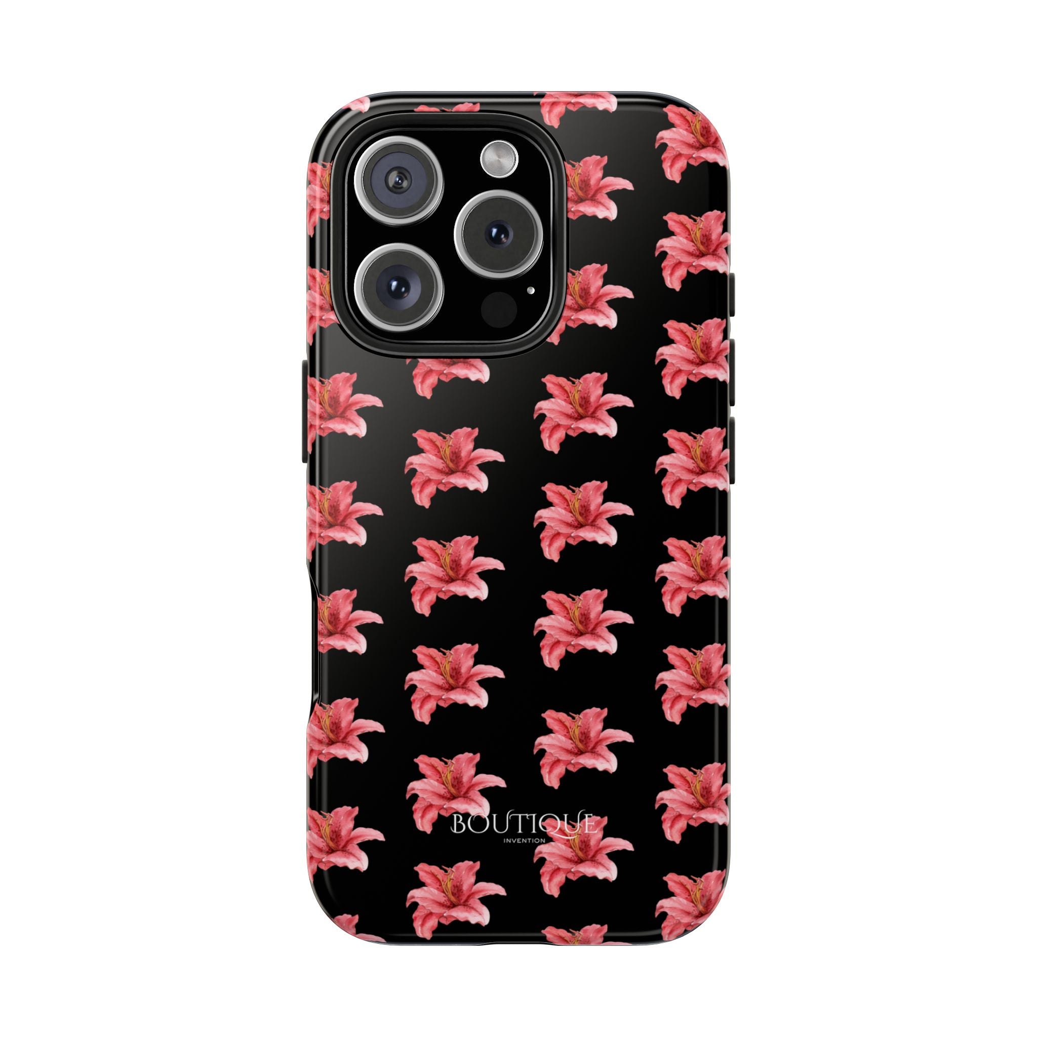 Pink Flower Phone Case — Black Protective iPhone Cover
