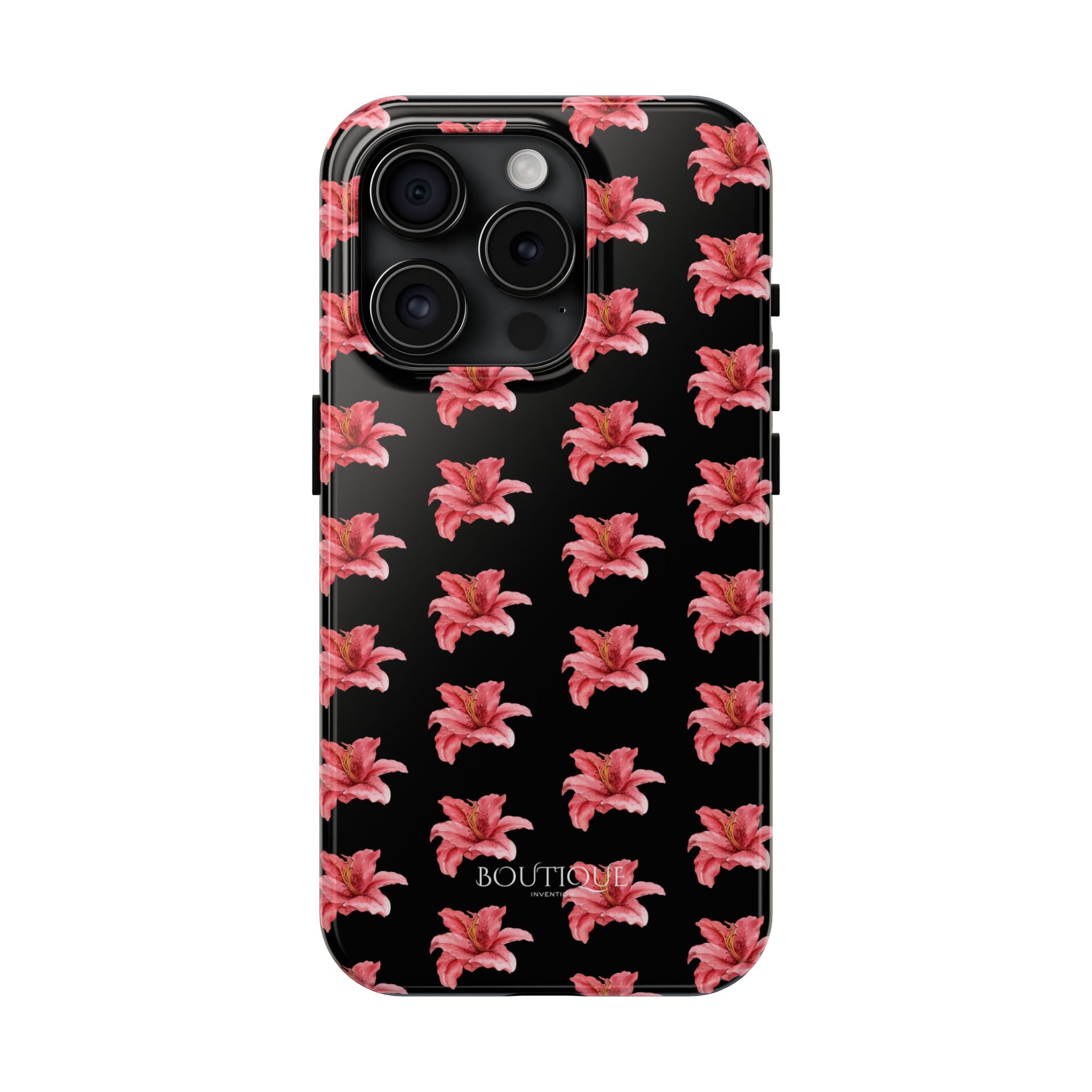 Pink Flower Phone Case — Black Protective iPhone Cover