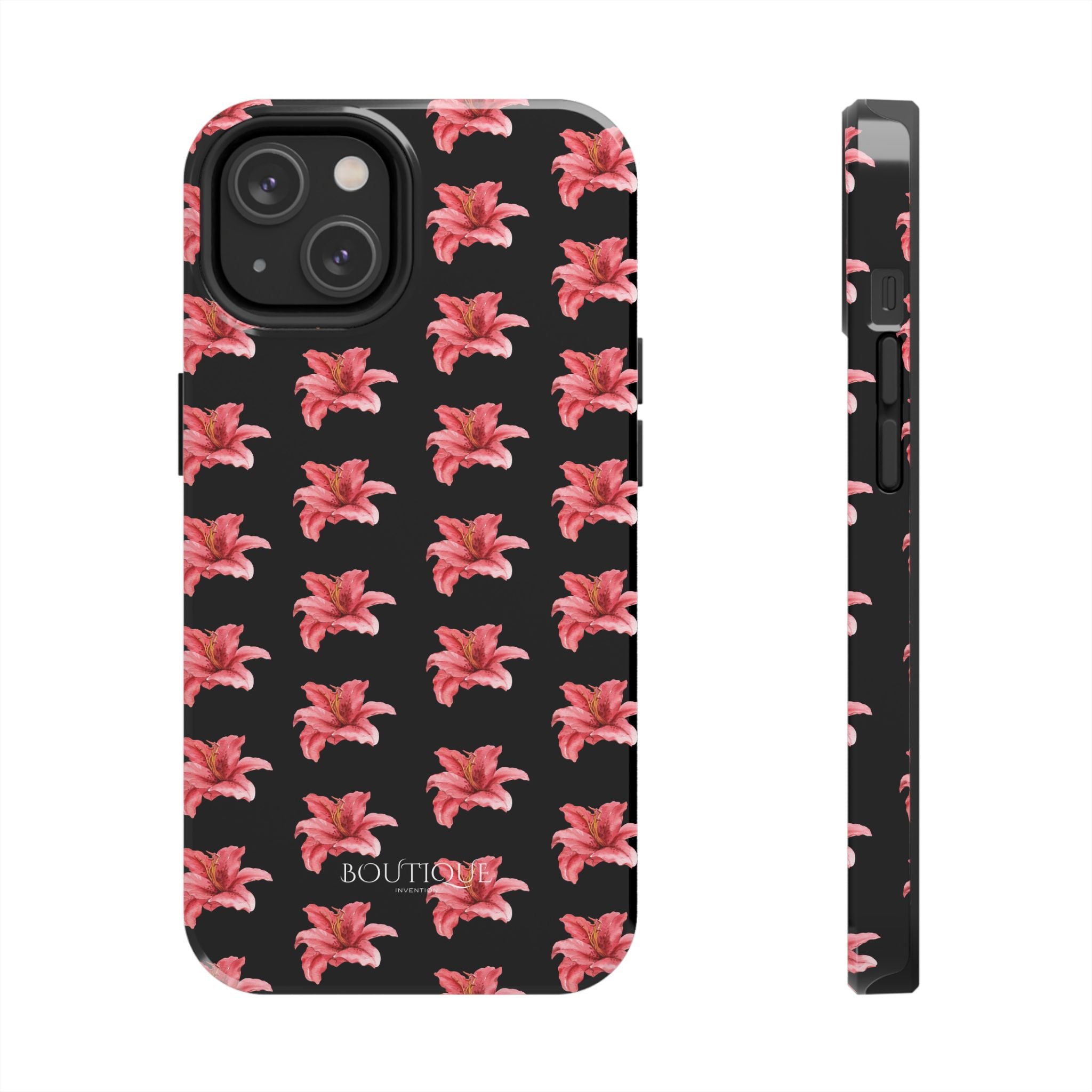 Pink Flower Phone Case — Black Protective iPhone Cover