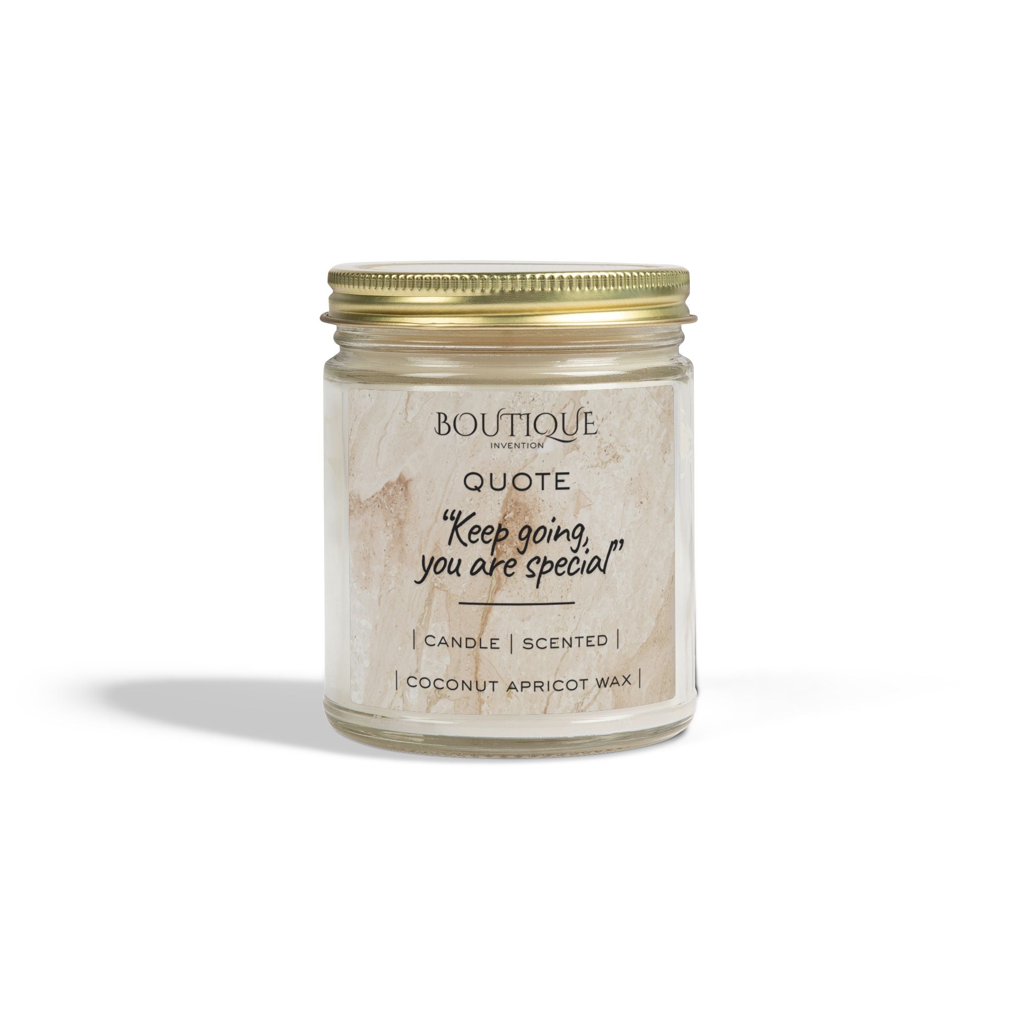 Scented Candle Coconut Apricot Wax (4oz/9oz) — Quote Inspirational Jar