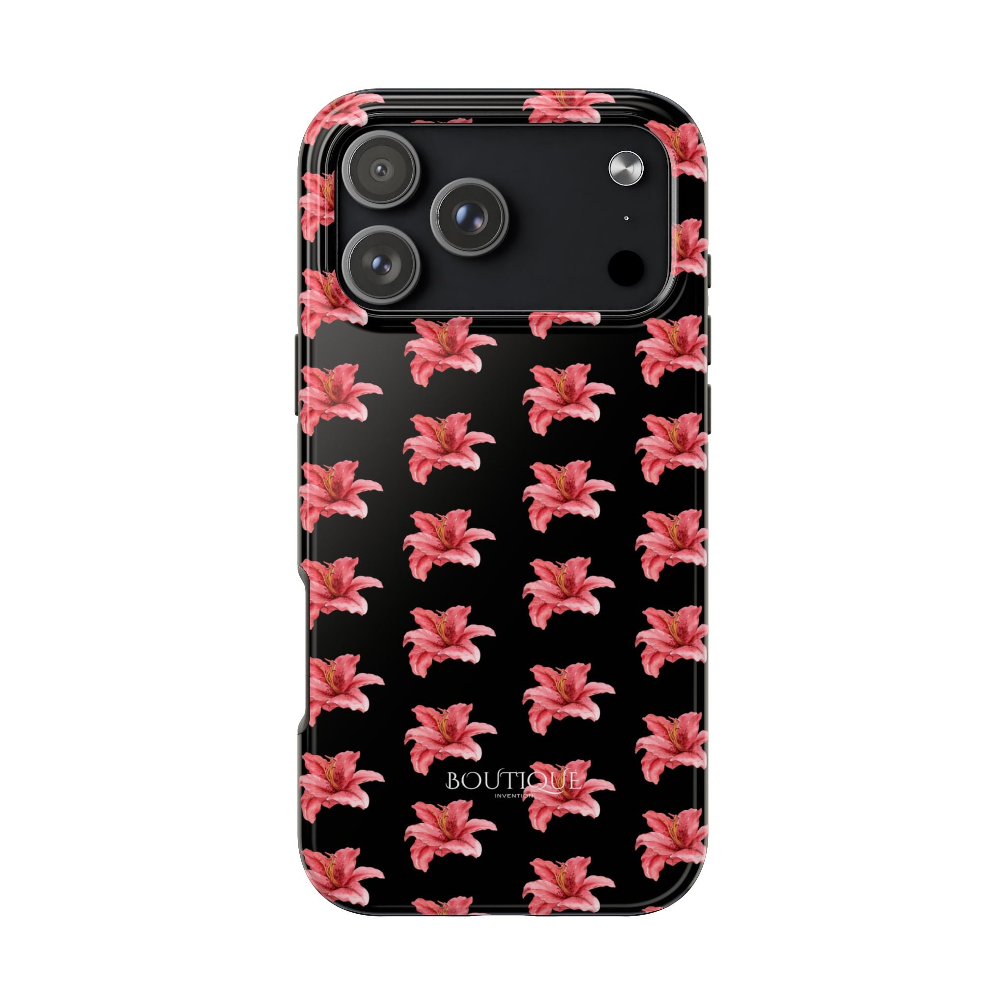 Pink Flower Phone Case — Black Protective iPhone Cover