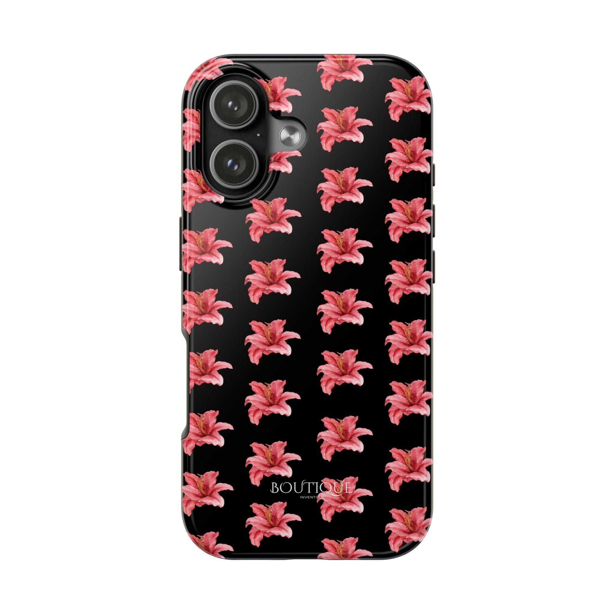 Pink Flower Phone Case — Black Protective iPhone Cover