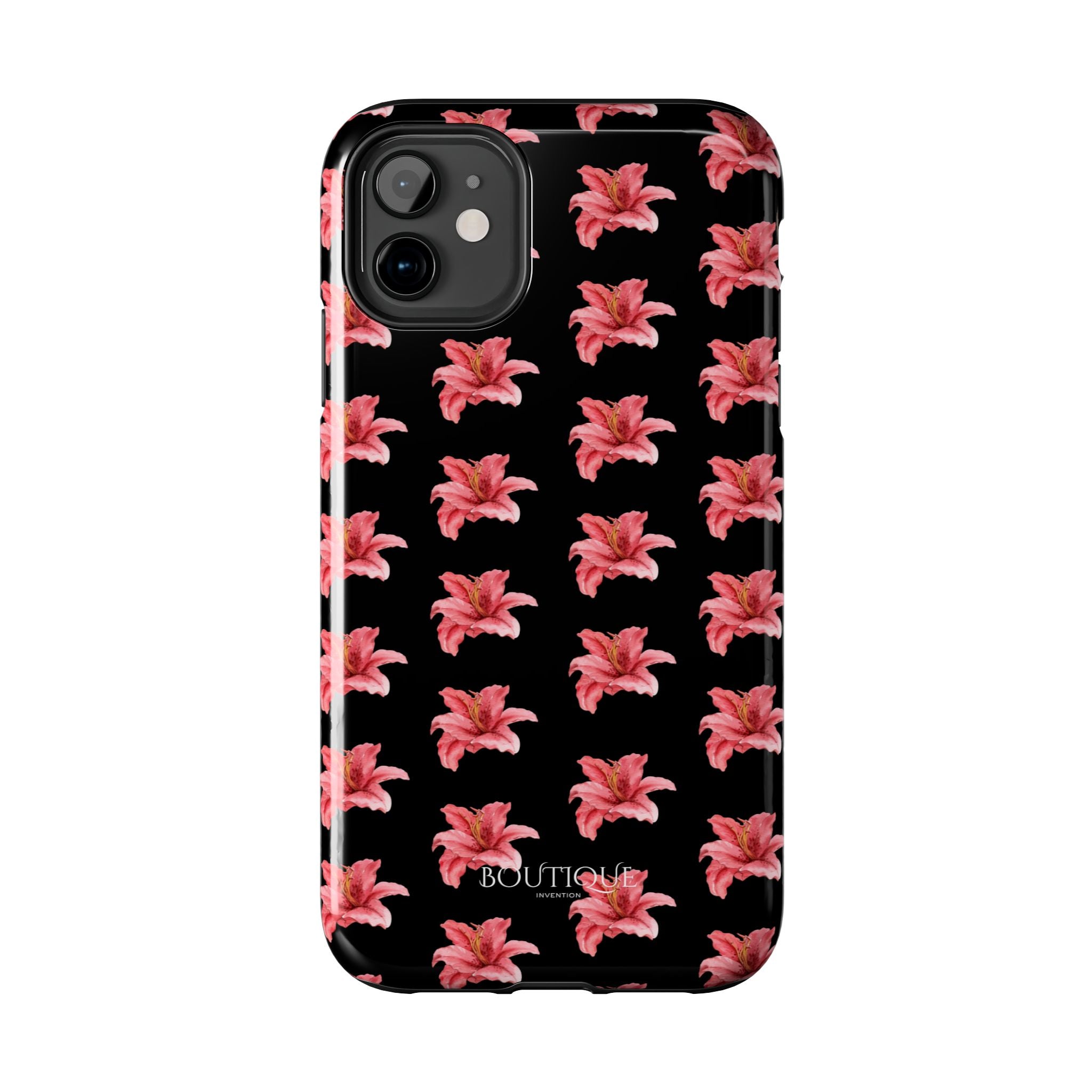 Pink Flower Phone Case — Black Protective iPhone Cover