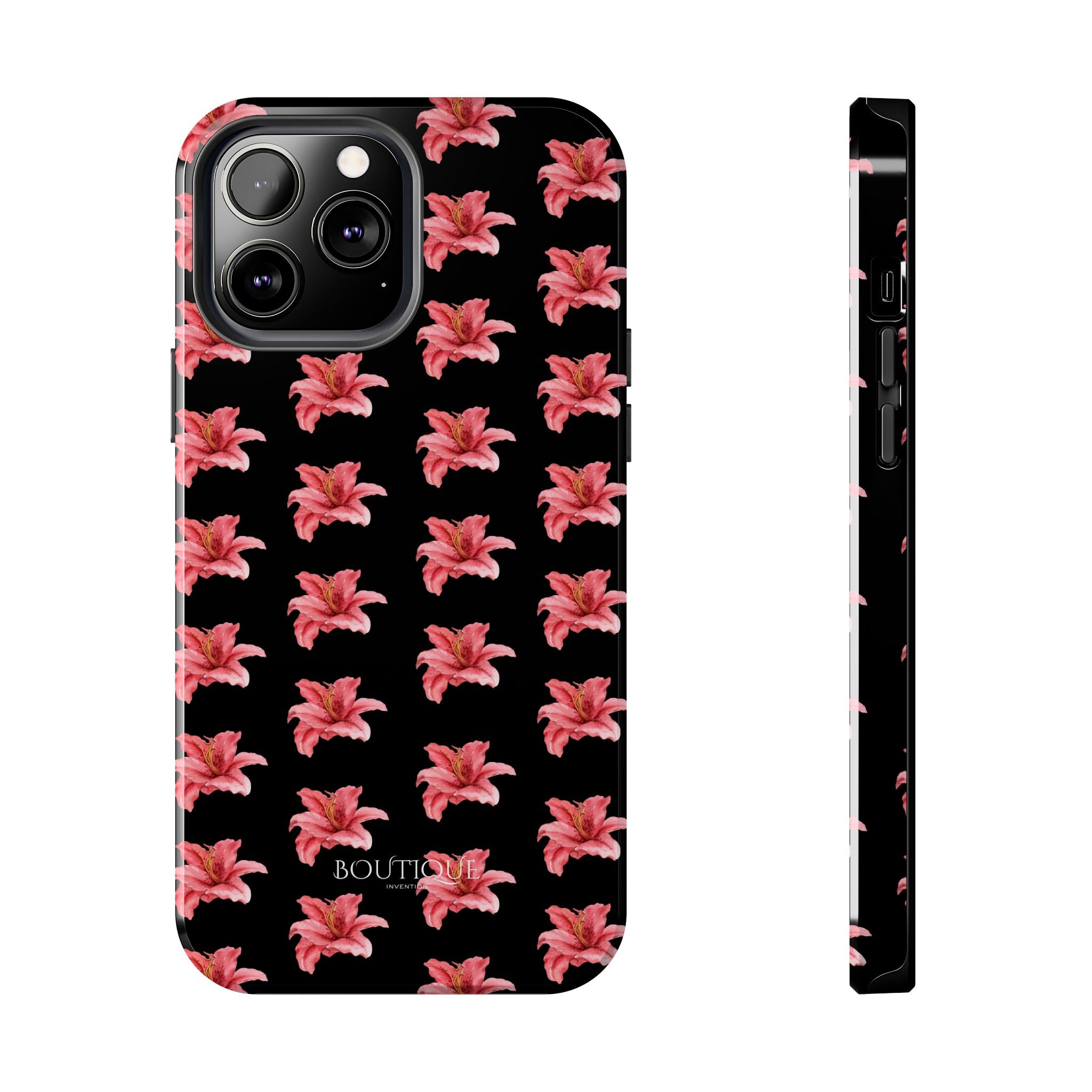Pink Flower Phone Case — Black Protective iPhone Cover