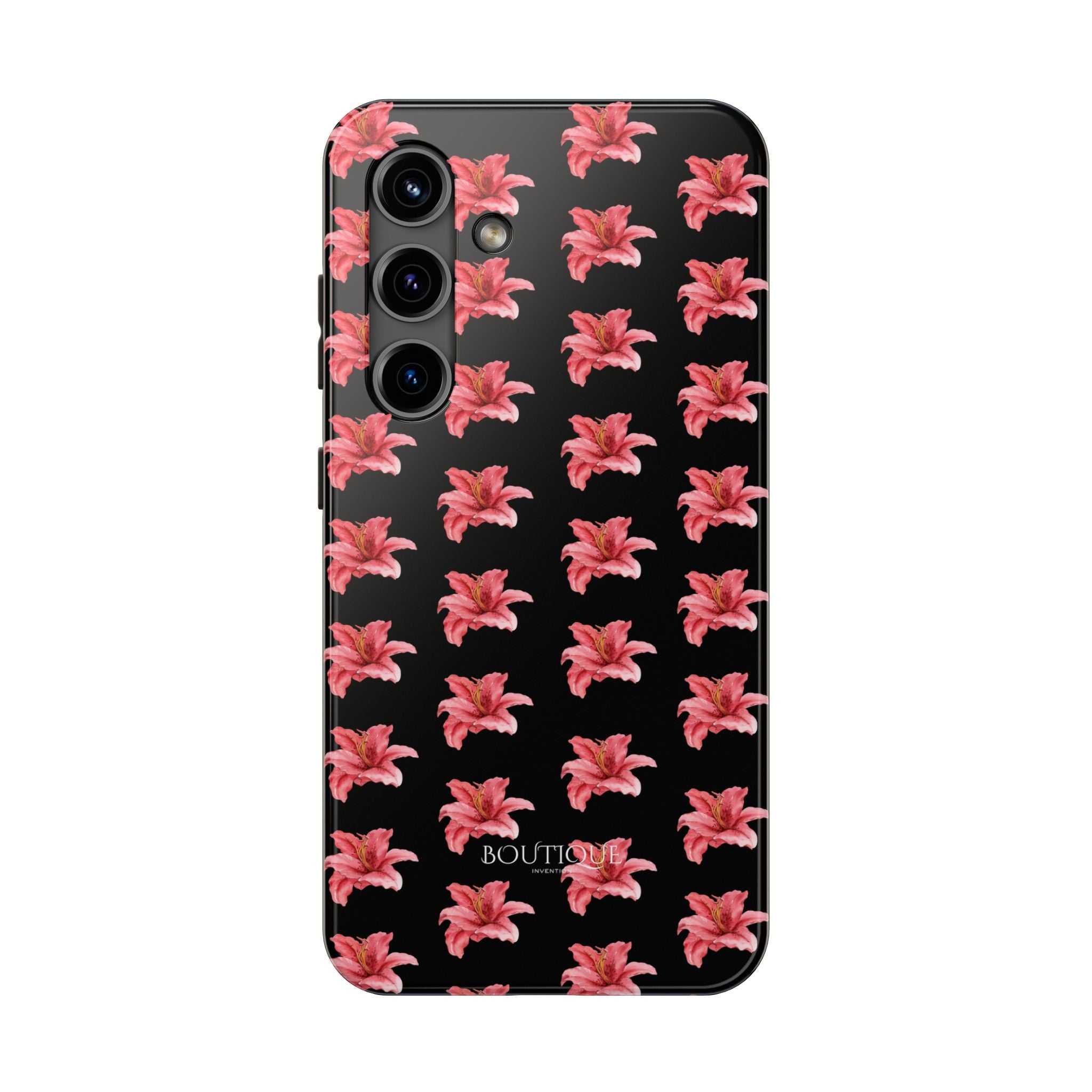 Pink Flower Phone Case — Black Protective iPhone Cover