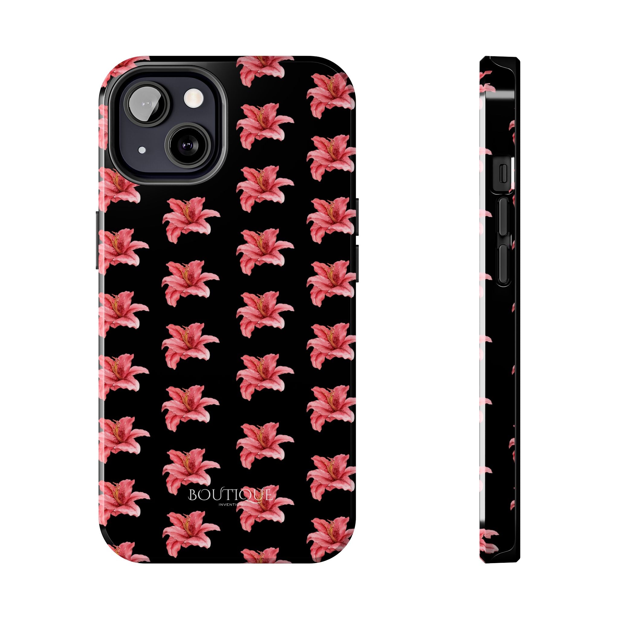 Pink Flower Phone Case — Black Protective iPhone Cover