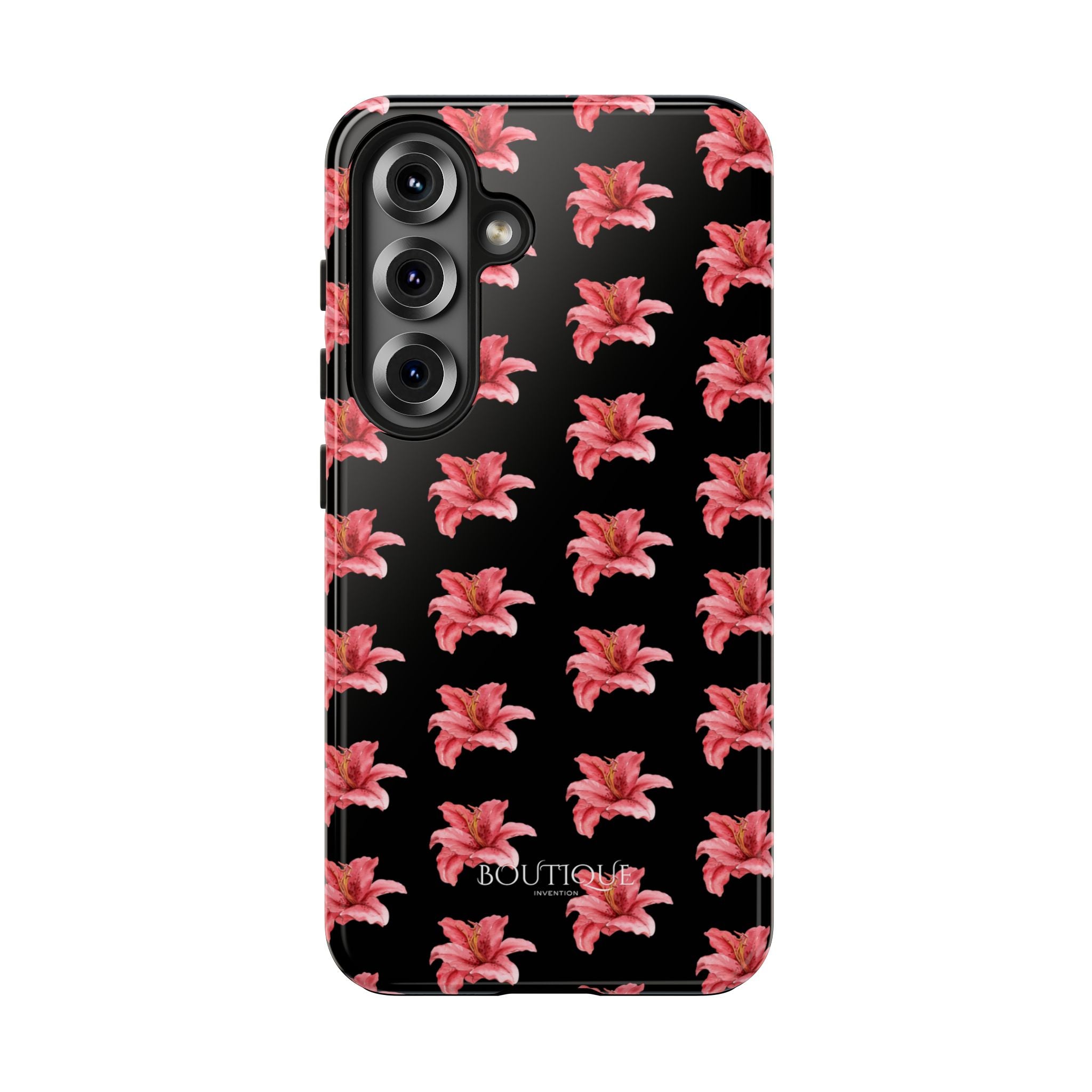 Pink Flower Phone Case — Black Protective iPhone Cover
