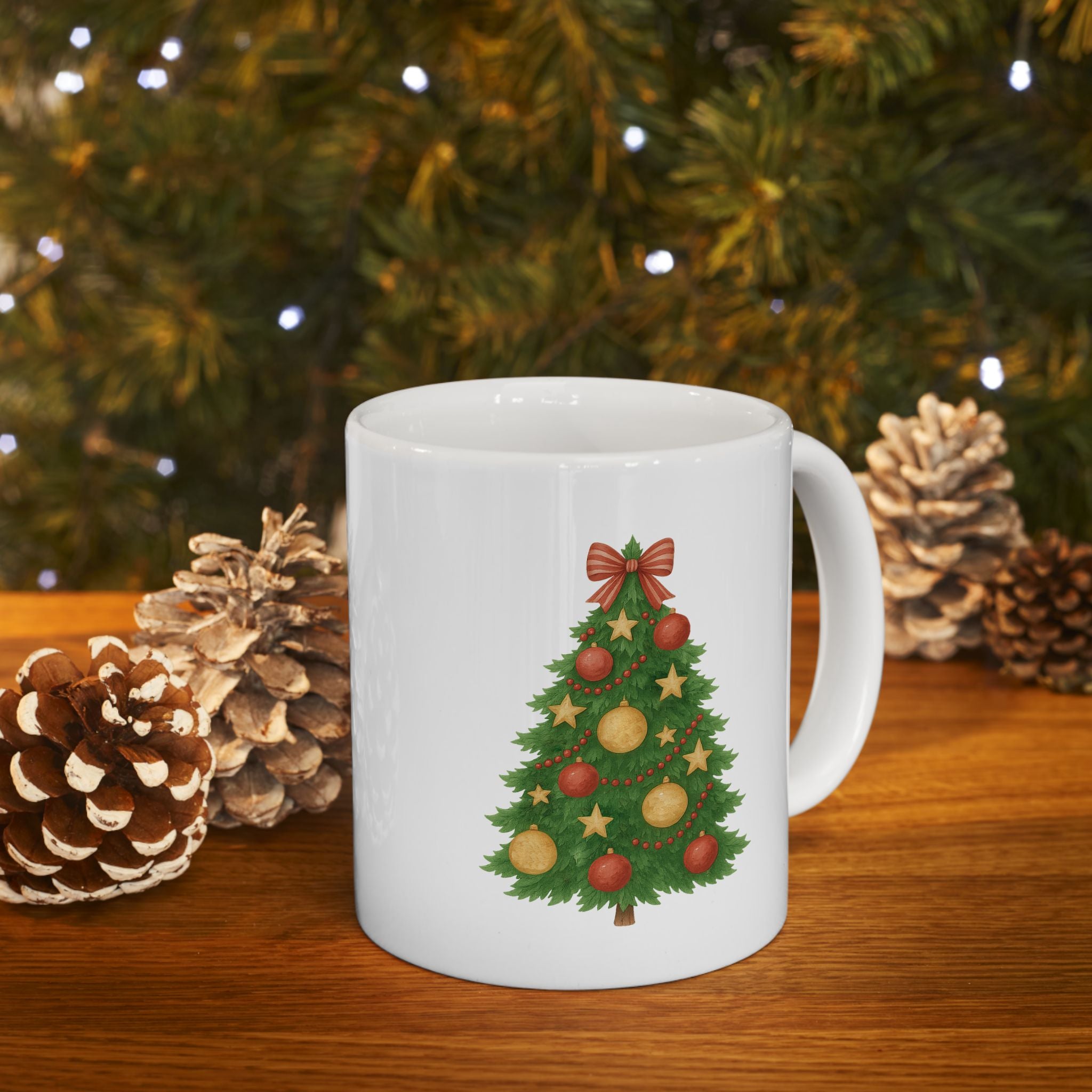Christmas Tree Ceramic Mug – Merry Christmas Holiday Coffee Cup (11oz)