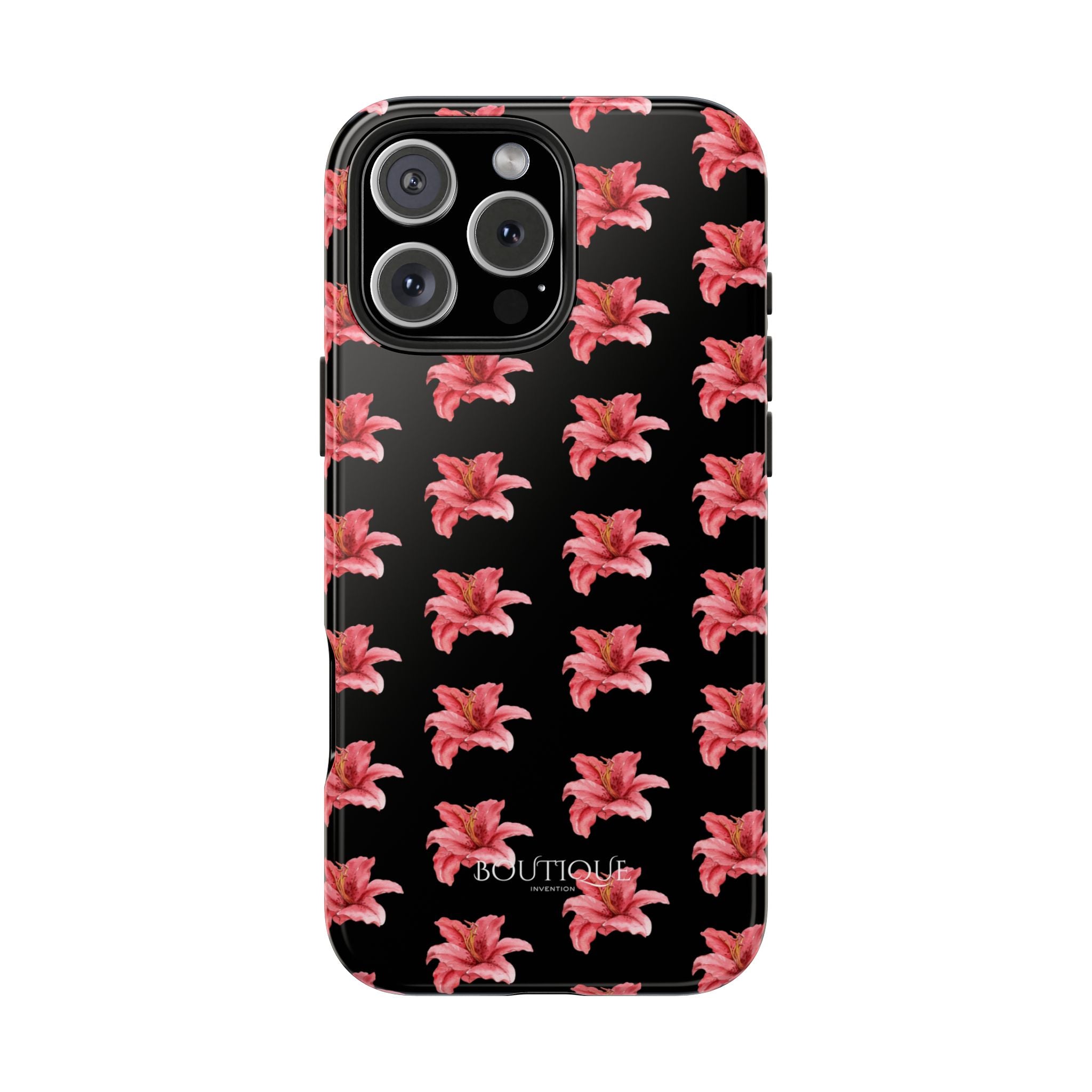 Pink Flower Phone Case — Black Protective iPhone Cover