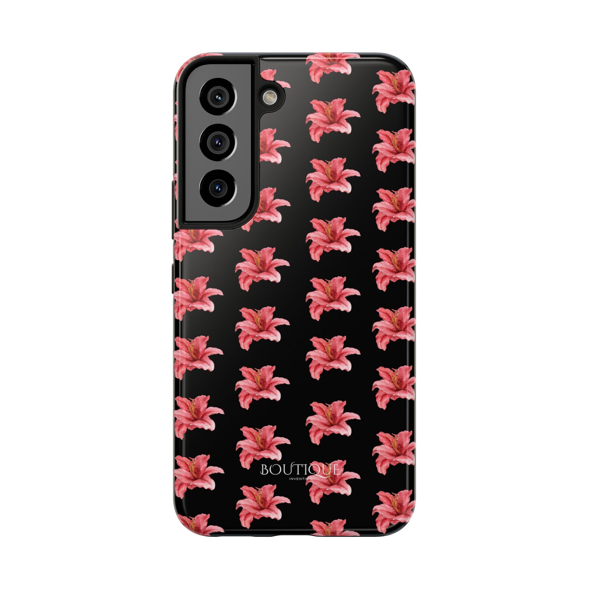 Pink Flower Phone Case — Black Protective iPhone Cover