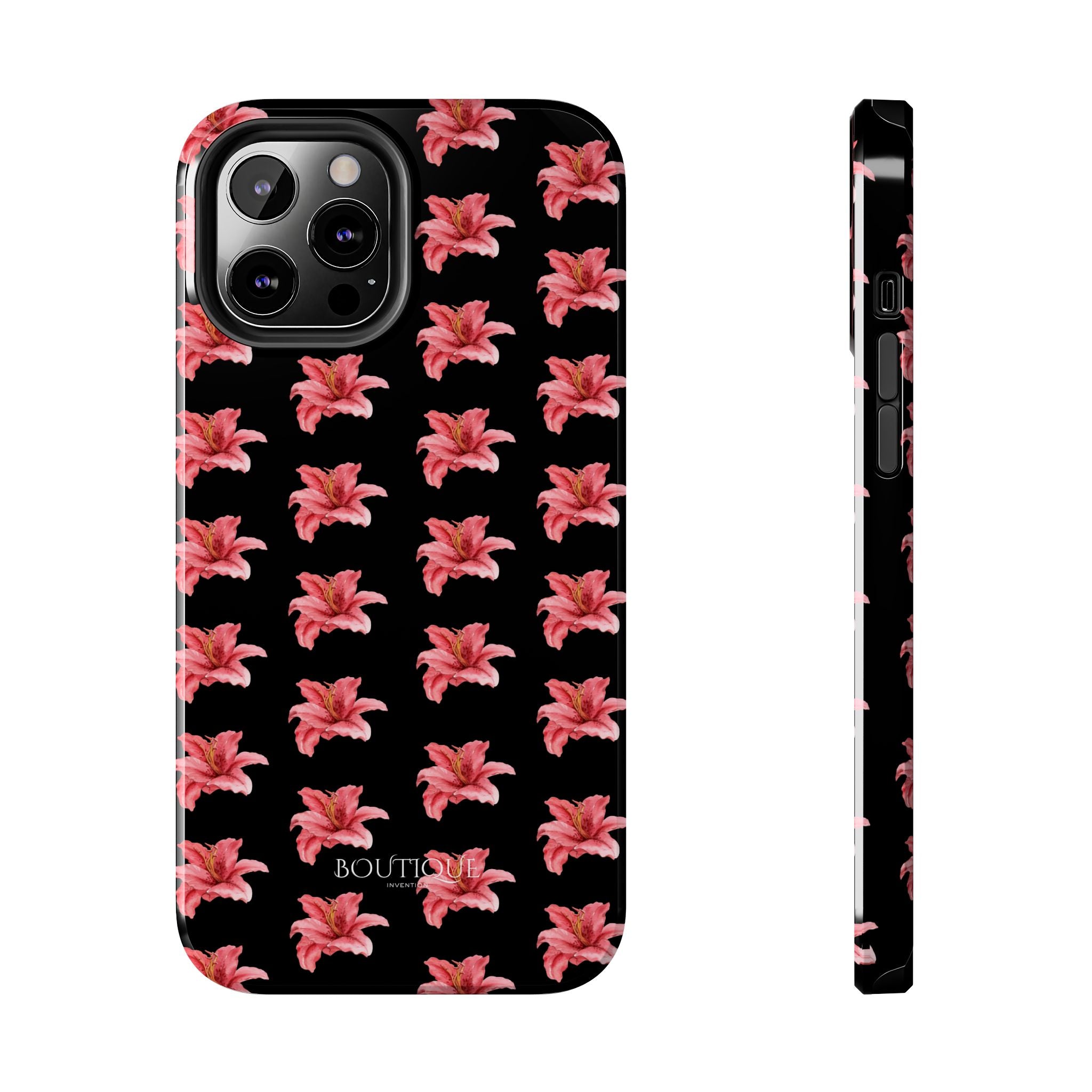 Pink Flower Phone Case — Black Protective iPhone Cover