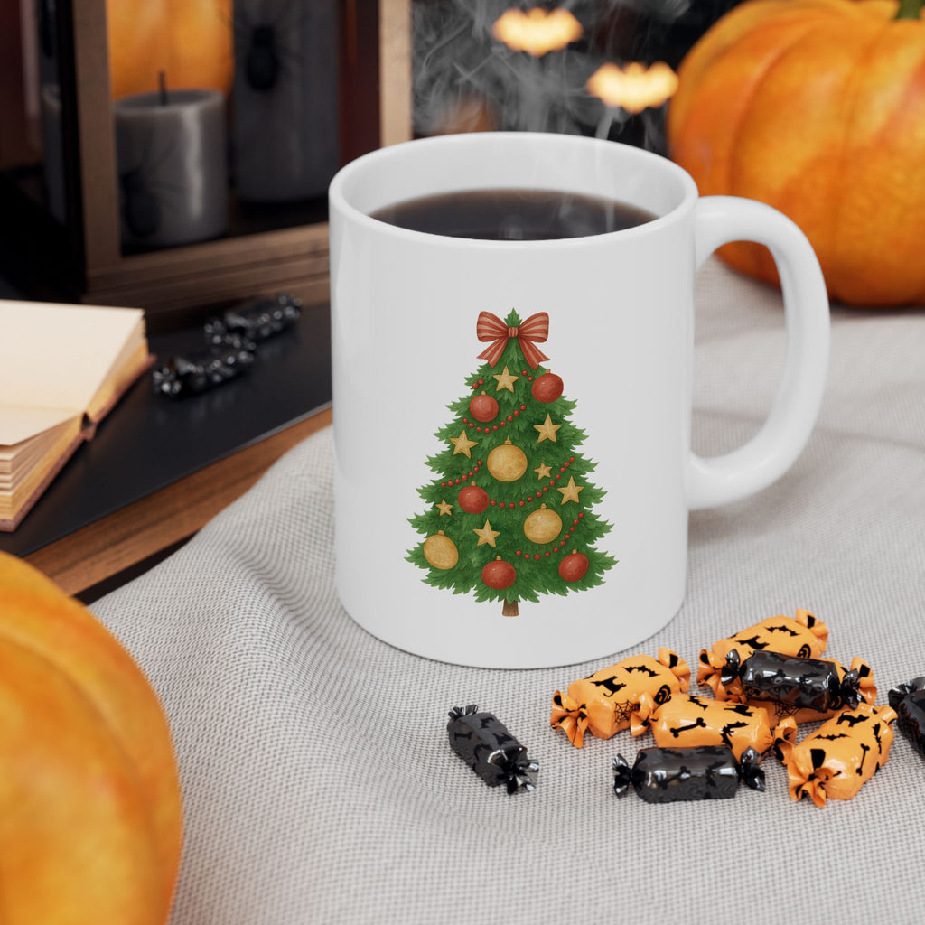 Christmas Tree Ceramic Mug – Merry Christmas Holiday Coffee Cup (11oz)