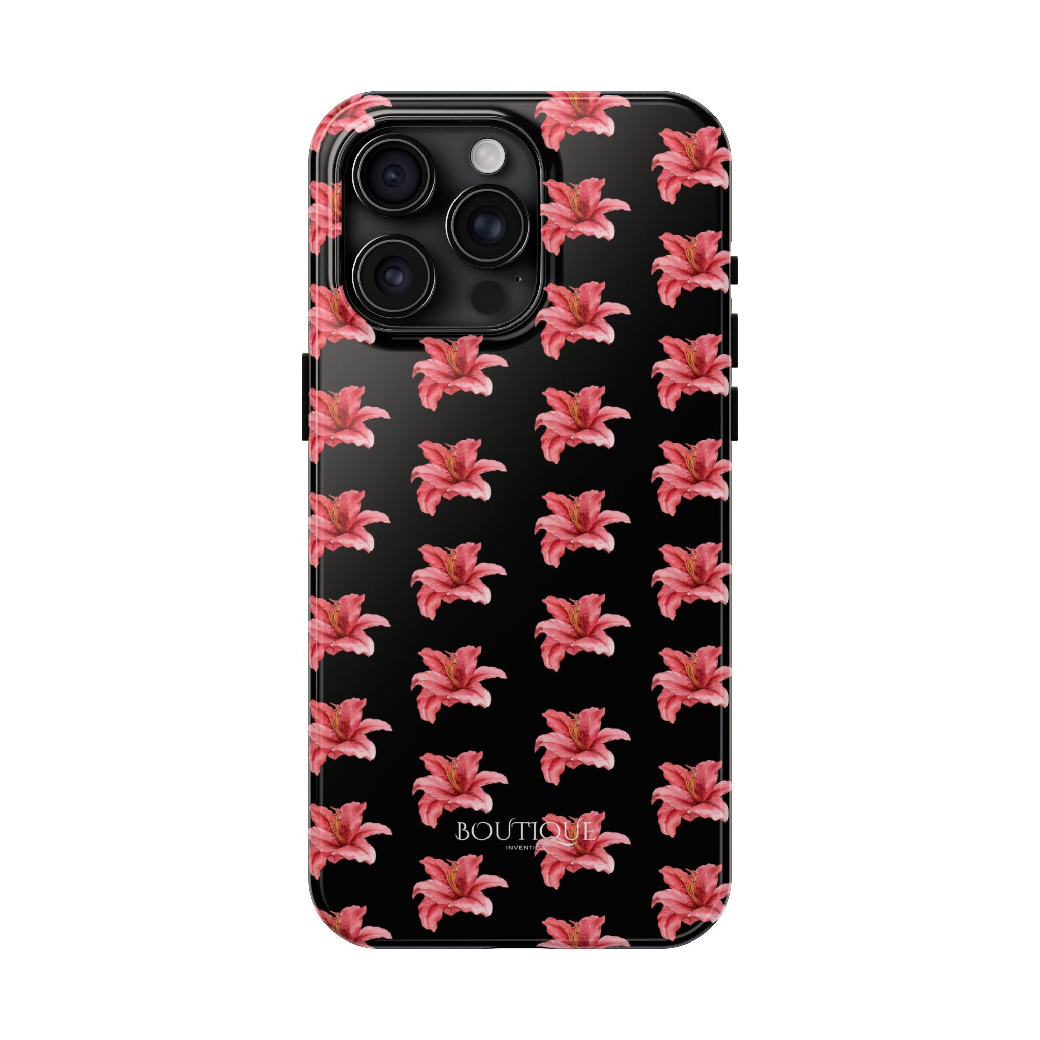 Pink Flower Phone Case — Black Protective iPhone Cover